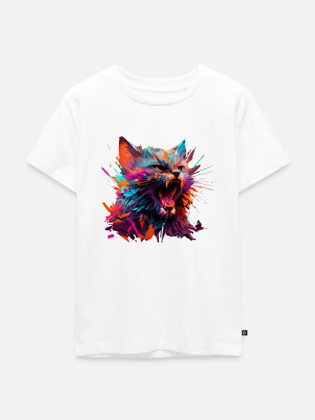 Angry Cat - Kinder Premium Bio T-Shirt - Weiß