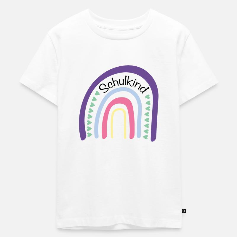Schulkind Regenbogen - Kinder Premium Bio T-Shirt - Weiß