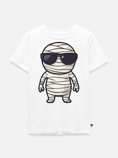 Mumie mit Sonnenbrille - Kinder Premium Bio T-Shirt - Weiß