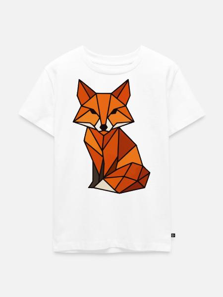 Geometrischer Fuchs Dreiecke - Kinder Premium Bio T-Shirt - Weiß