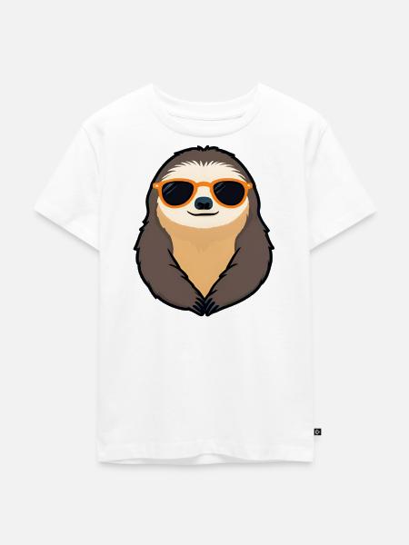 Sloth mit Sonnenbrille Retro Vibe - Kinder Premium Bio T-Shirt - Weiß