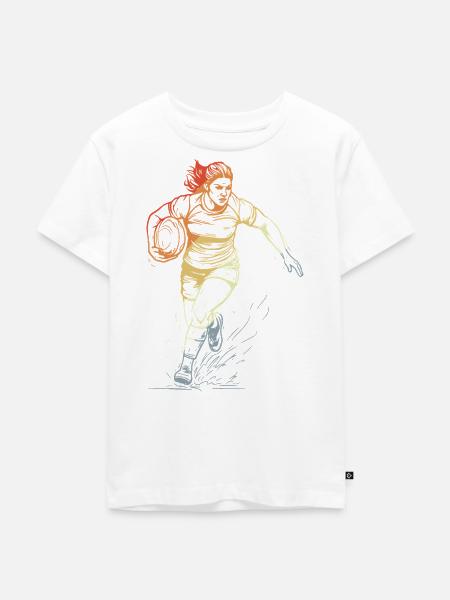 Retro Rugbyspielerin - Kinder Premium Bio T-Shirt - Weiß
