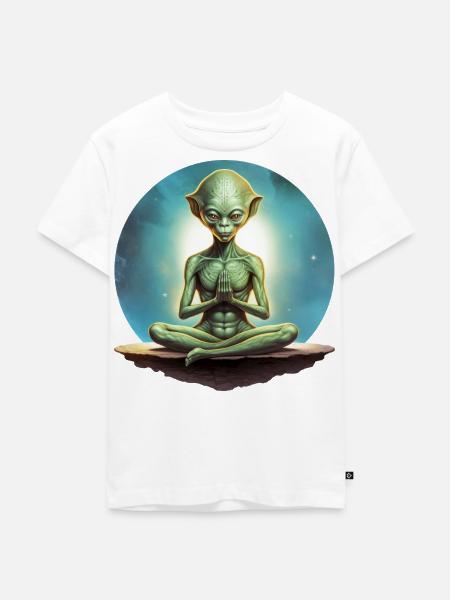 Yoga Aliens - Kinder Premium Bio T-Shirt - Weiß