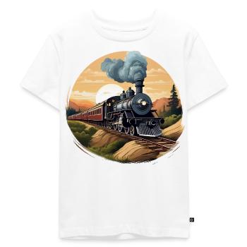 Historic steam locomotive - Kids Premium Organic T-Shirt - white - Front - Hailey (125cm)