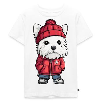 West Highland Terrier Dog Cartoon - Kids Premium Organic T-Shirt - white - Front - Hailey (125cm)