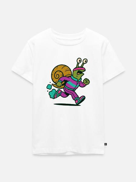 Rennschnecke - Kinder Premium Bio T-Shirt - Weiß