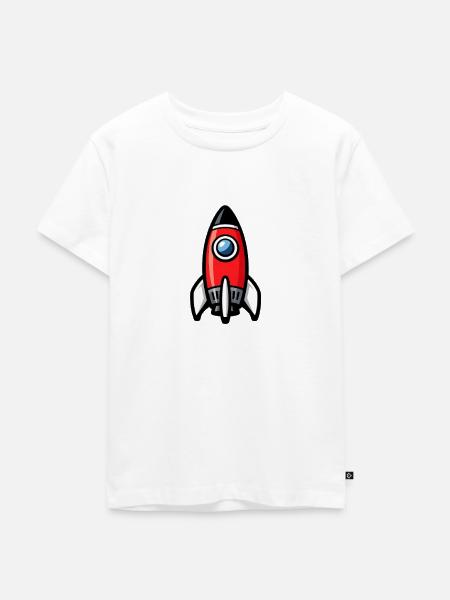 Comic Rakete Retro - Kinder Premium Bio T-Shirt - Weiß