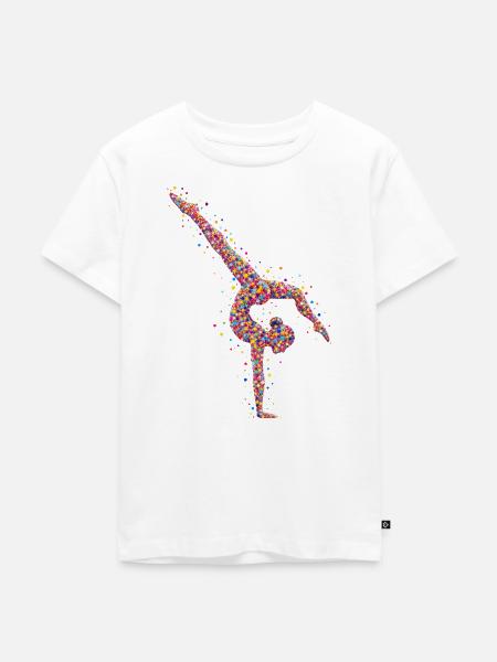 Turnerin Gymnastik Handstand Bodengang - Kinder Premium Bio T-Shirt - Weiß