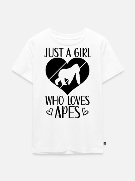 Affe Herz Silhouette - Kinder Premium Bio T-Shirt - Weiß