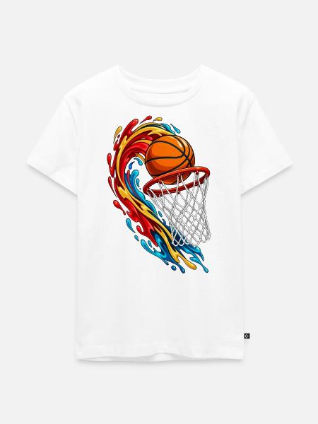 Basketball-Wirbel - Kinder Premium Bio T-Shirt - Weiß