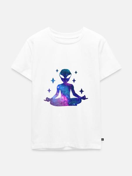 Alien Galaxy Yoga - Kinder Premium Bio T-Shirt - Weiß