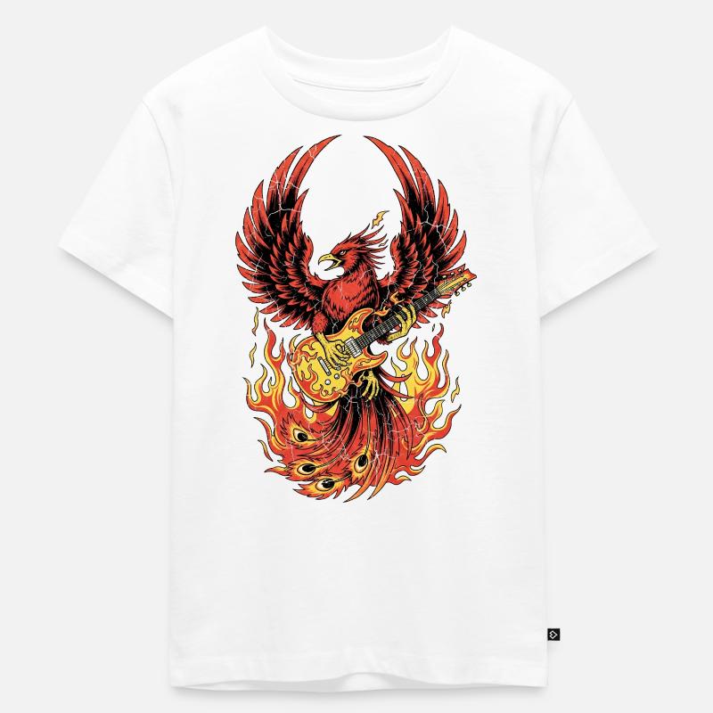 Fiery Eagle Guitare Rock Design - T-shirt Premium bio Enfant - blanc