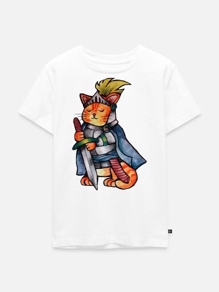 Katzenritter des Mutes - Kinder Premium Bio T-Shirt - Weiß