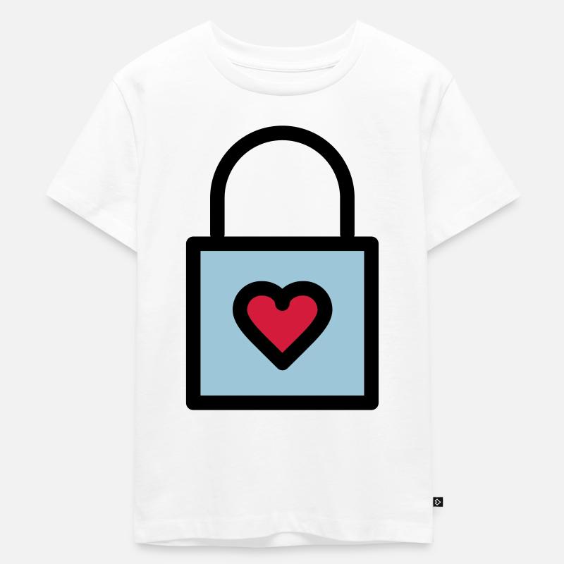 Vorhängeschloss, Liebesschloss - Kinder Premium Bio T-Shirt - Weiß