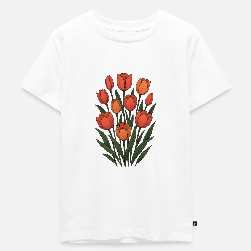 Tulpen - Kinder Premium Bio T-Shirt - Weiß