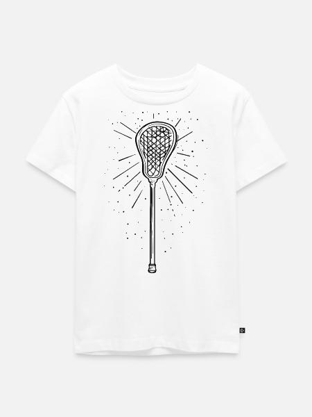 Lacrosseschläger Line Art - Kinder Premium Bio T-Shirt - Weiß