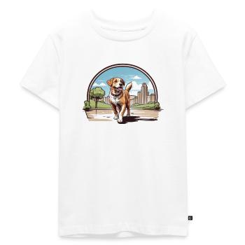 City dog walking logo - Kids Premium Organic T-Shirt - white - Front - Hailey (125cm)