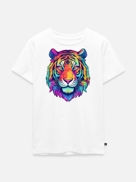 Lebendiger Tigerkopf - Kinder Premium Bio T-Shirt - Weiß