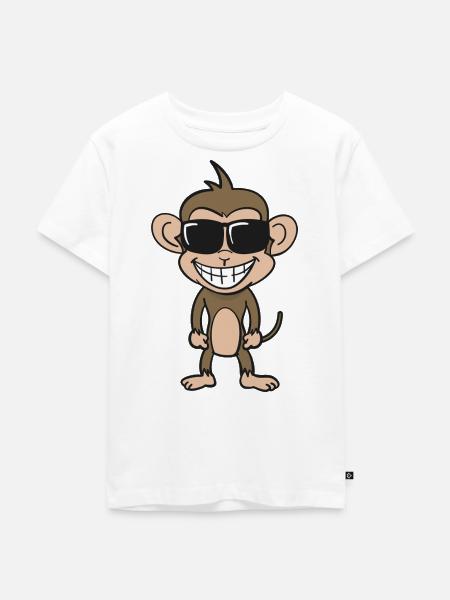 Cooler Affe mit Sonnenbrille - Kinder Premium Bio T-Shirt - Weiß