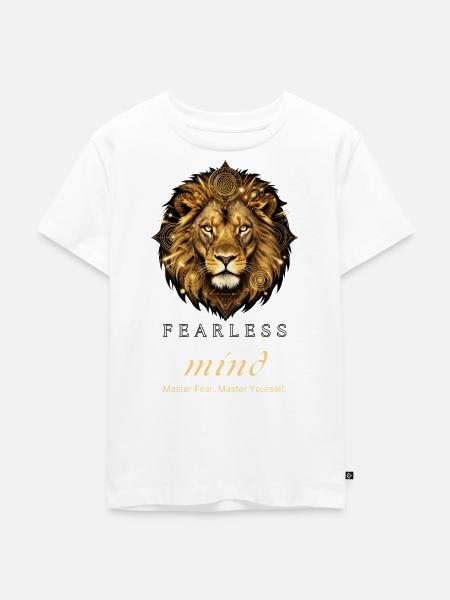 Furchtloser Geist – Löwenmotivationsdesign - Kinder Premium Bio T-Shirt - Weiß