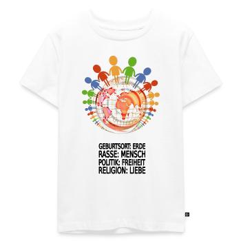 Gegen Rassismus - Kinder Premium Bio T-Shirt - Weiß - Vorne - Hailey (125cm)