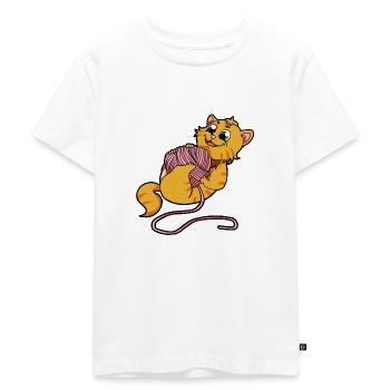 Chatte laine peinant - T-shirt Premium bio Enfant - blanc - Devant - Hailey (125cm)