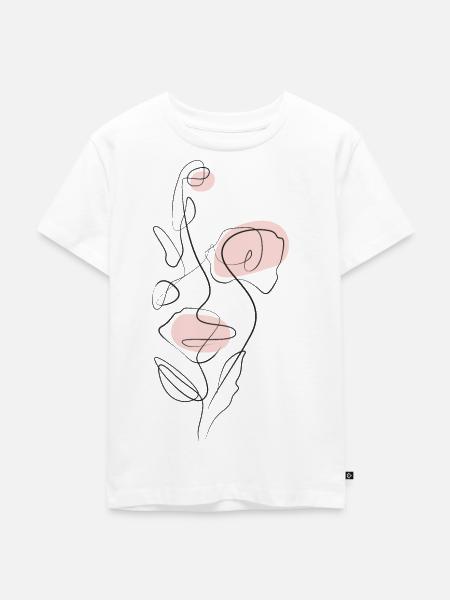 OneLine Art. Blumenstrauß - Kinder Premium Bio T-Shirt - Weiß