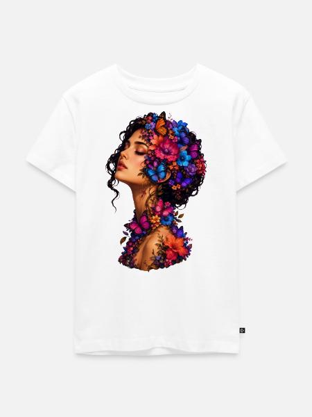 Schmetterlingsblüten Kranz - Kinder Premium Bio T-Shirt - Weiß