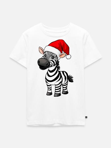 Zebras Weihnachten - Kinder Premium Bio T-Shirt - Weiß
