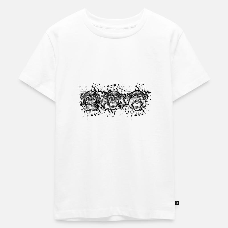 Three monkeys - Kids Premium Organic T-Shirt - white
