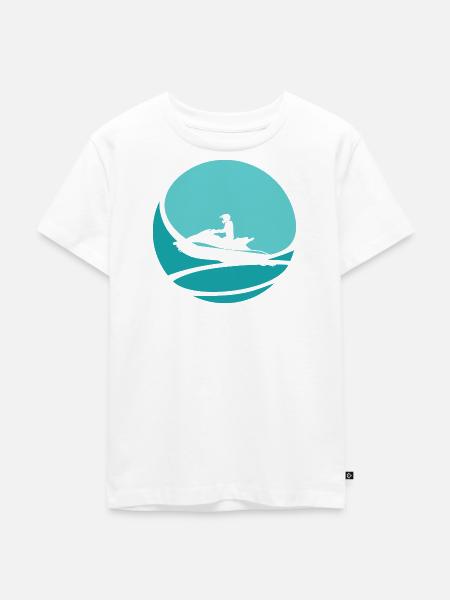 Wasserski Motorschlitten Boot - Kinder Premium Bio T-Shirt - Weiß