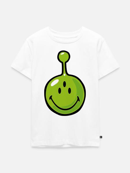 Smiley Alien - Kinder Premium Bio T-Shirt - Weiß
