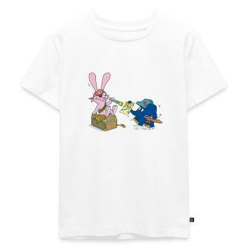 Elefant und Hase als Pirat - Kinder Premium Bio T-Shirt - Weiß - Vorne - Hailey (125cm)