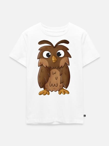 Kuschelige Wald-Eule Illustration - Kinder Premium Bio T-Shirt - Weiß