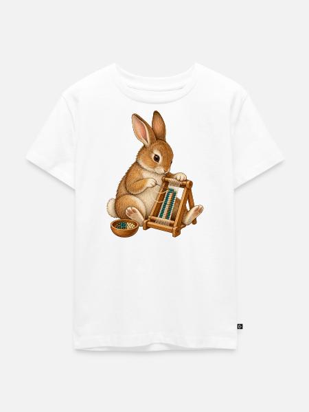 Kaninchen webt ein Perlenarmband - Kinder Premium Bio T-Shirt - Weiß