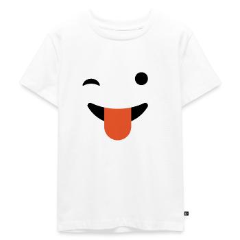 Emoticon Zwinkern Kostüm Gruppenkostüm - Kinder Premium Bio T-Shirt - Weiß - Vorne - Hailey (125cm)