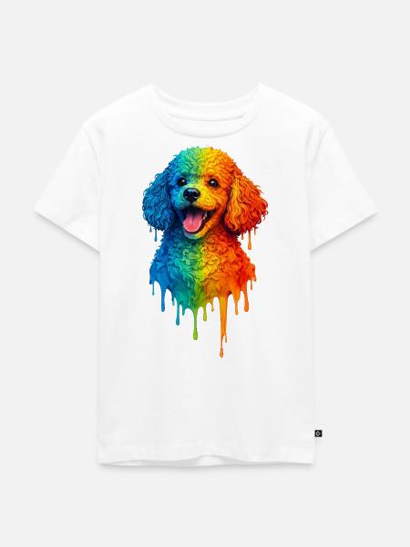 Pudel in bunten Farben - Kinder Premium Bio T-Shirt - Weiß