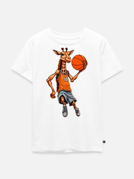 Giraffe Basketball - Kinder Premium Bio T-Shirt - Weiß
