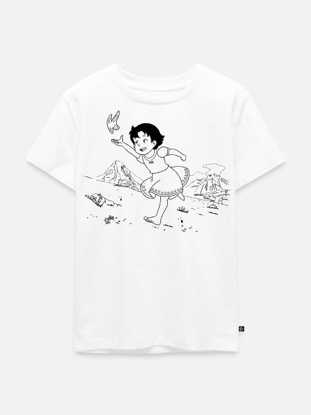 Heidi Rennt Mit Schmetterling - Kinder Premium Bio T-Shirt - Weiß