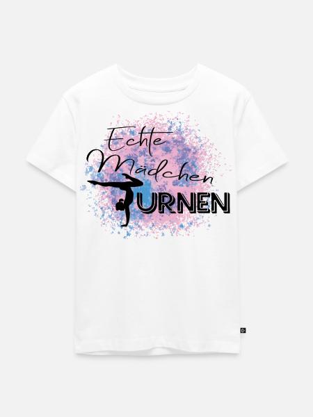 Echte Mädchen Turnen - Kinder Premium Bio T-Shirt - Weiß