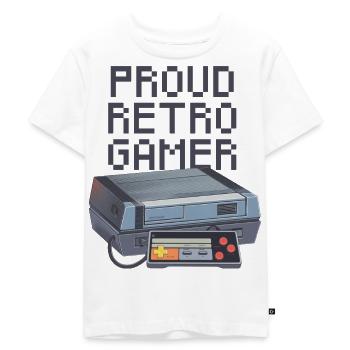 Stolzer Retro Gamer - dunkel - Kinder Premium Bio T-Shirt - Weiß - Vorne - Hailey (125cm)