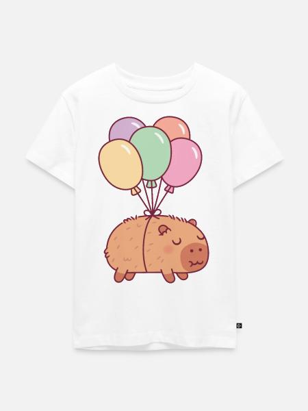 Süßes Capybara mit Luftballons - Kinder Premium Bio T-Shirt - Weiß