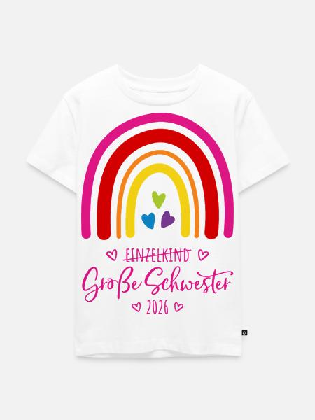 Große Schwester 2026 Regenbogen - Kinder Premium Bio T-Shirt - Weiß