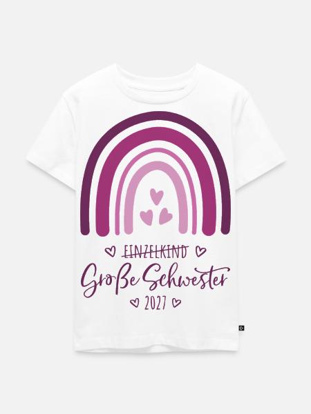 Große Schwester 2027 Regenbogen - Kinder Premium Bio T-Shirt - Weiß