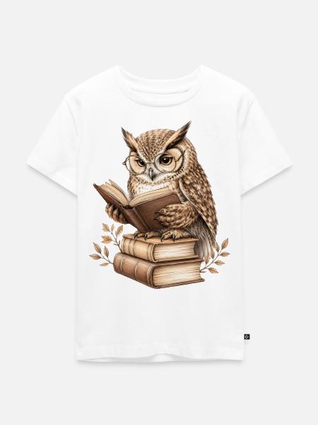 Leseeule - Kinder Premium Bio T-Shirt - Weiß