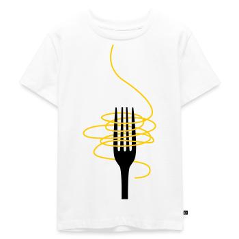 Fork with spaghetti - Kids Premium Organic T-Shirt - white - Front - Hailey (125cm)