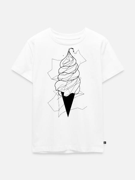 Eiscreme Line Art - Kinder Premium Bio T-Shirt - Weiß