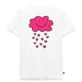 Nuage de pluie drôle avec des coeurs, Saint Valentin, amour - T-shirt Premium bio Enfant - blanc - Devant - Hailey (125cm)