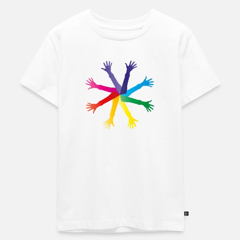 Mains colorées - diversité et intégration - T-shirt Premium bio Enfant - blanc