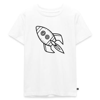 Spaceship rocket - Kids Premium Organic T-Shirt - white - Front - Hailey (125cm)